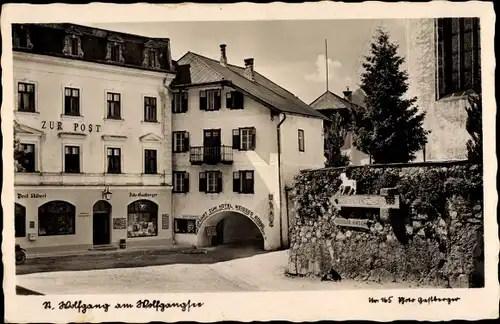 Ak St. Wolfgang am Wolfgangsee Oberösterreich, Hotel Zur Post, Geschäfte