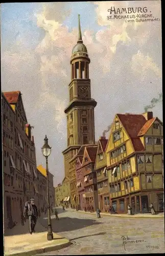 Künstler Ak Kämmerer, Rob., Hamburg, St. Michaeliskirche, vom Schaarmarkt aus gesehen