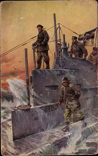 Künstler Ak Stöwer, Willy, Deutsches U Boot, Unterseeboot, Kaiserliche Marine, U-Boot-Spende 1917