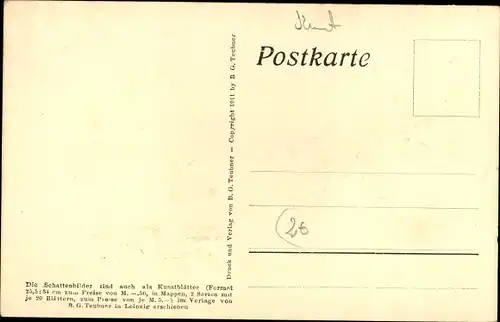 Scherenschnitt Ak Diefenbach, Göttliche Jugend 1, Teilbild 11, Bogenschütze