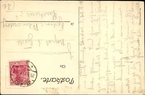 Künstler Ak Baby auf Kissen sitzend