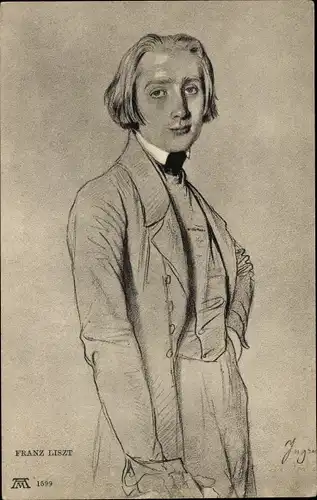 Künstler Ak Ingres, J. A. D., Franz Liszt, Liszt Ferencz, Österreichisch-ungarischer Komponist