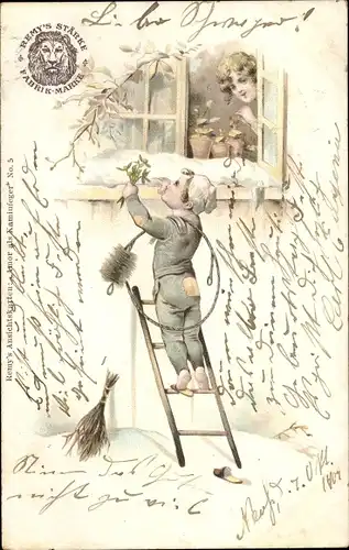 Litho Reklame, Remy's Stärke, Amor als Kaminfeger No. 5
