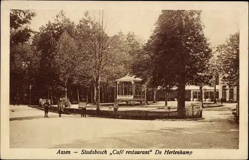 Ak Assen Drenthe Niederlande, Stadsbosch Cafe restaurant De Hertenkamp