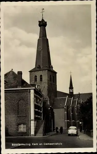 Ak Baarle Hertog Flandern Antwerpen, Kerk en Gemeentehuis