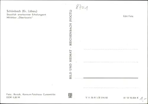 Ak Schönbach in der Oberlausitz, Milchbar Oberlausitz