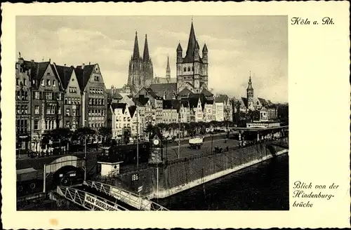 Ak Köln am Rhein, Blick von der Hindenburgbrücke