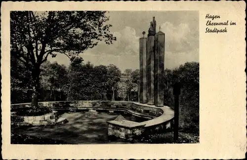 Ak Hagen in Westfalen, Ehrenmal im Stadtpark