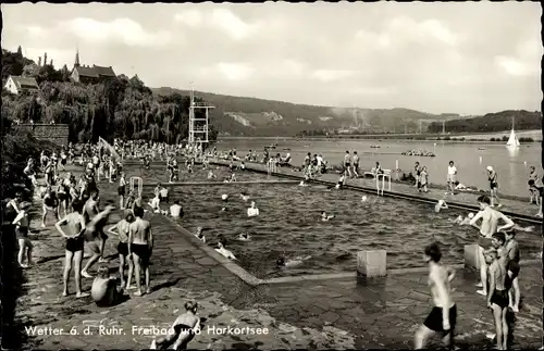 Ak Wetter an der Ruhr, Freibad und Harkortsee