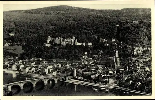 Ak Heidelberg am Neckar, Blick vom Philosophenberg, Brücke