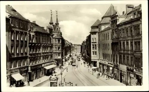 Ak Görlitz in der Lausitz, Straßenpartie, Straßenbahn