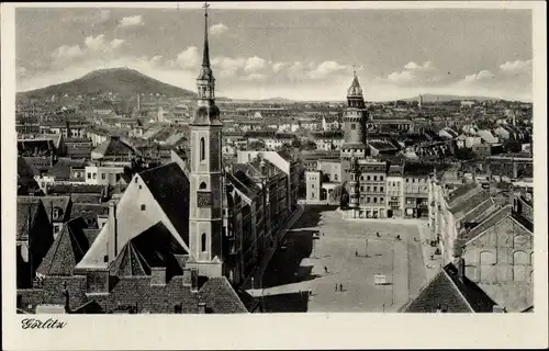 Ak Görlitz in der Lausitz, Stadt mit Leninplatz und Landeskrone