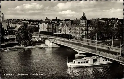 Ak Konstanz am Bodensee, Rheinbrücke, Schiff