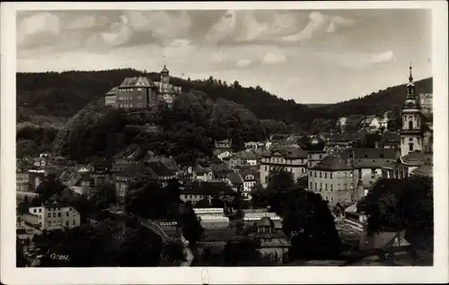 Ak Greiz im Vogtland, Panorama, Schloss, Kirchturm