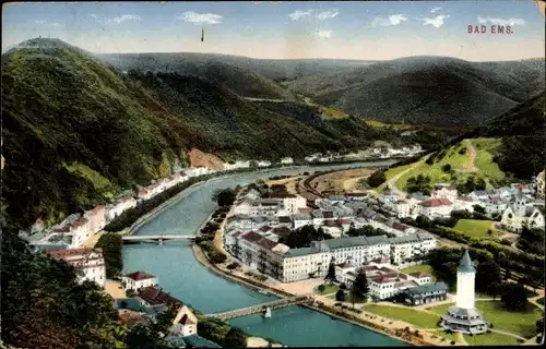 Ak Bad Ems an der Lahn, Blick auf den Ort