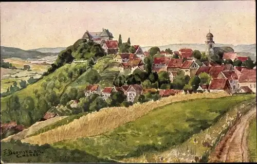 Künstler Ak Rhoden Waldeck Diemelstadt Hessen, Ortsansicht, Erholungshaus Schloss Rhoden