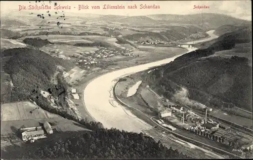 Ak Bad Schandau an der Elbe, Blick vom Lilienstein