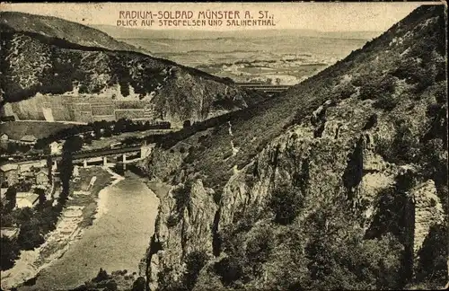 Ak Bad Münster am Stein Bad Kreuznach an der Nahe, Stegfelsen, Salinenthal