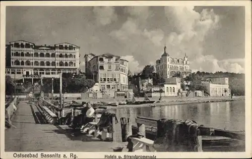 Ak Sassnitz auf Rügen, Hotels und Strandpromenade