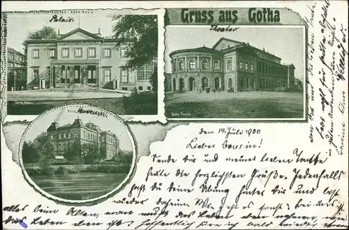Ak Gotha in Thüringen, Palais, Theater, Museum