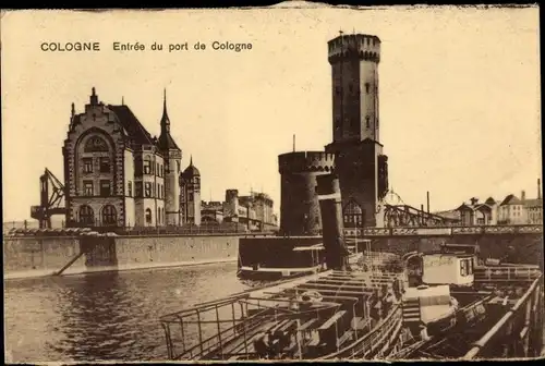 Ak Köln am Rhein, Hafeneinfahrt, Entree du port de Cologne