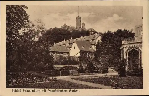 Ak Balduinstein an der Lahn, Schloss Schaumburg mit französischem Garten