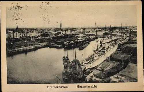 Ak Bremerhaven, Gesamtansicht, Hafen