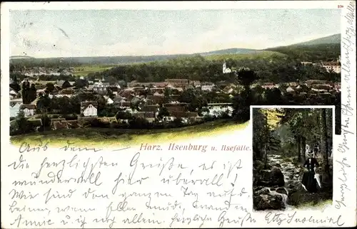 Ak Ilsenburg im Harz, Ortsansicht und Ilsefälle