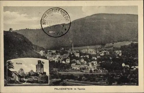 Ak Falkenstein Königstein im Taunus, Ortsansicht, Ruine