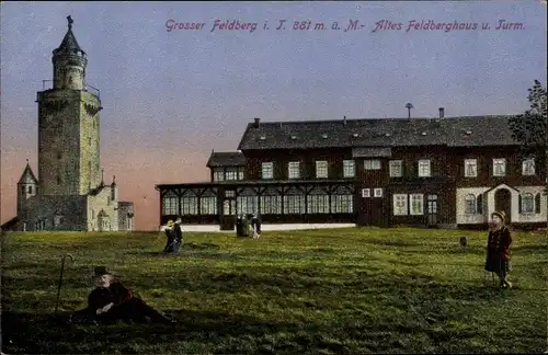 Ak Niederreifenberg Schmitten im Taunus, Großer Feldberg, Altes Feldberghaus und Turm