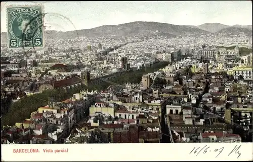 Ak Barcelona Katalonien Spanien, Totalansicht