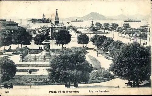 Ak Rio de Janeiro Brasilien, Praca 15 de Novembro, Denkmal