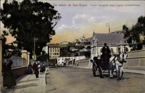 Ak San Remo Ligurien, Corso Cavalotti avec l'eglise Carmelitaines