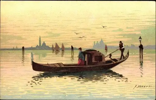 Künstler Ak Noretti, F., Venezia Venedig Veneto, Gondel