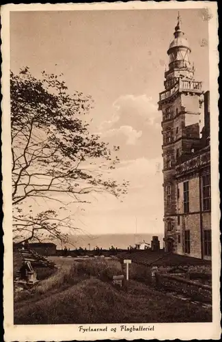 Ak Helsingør Helsingör Dänemark, Fyrtaarnet og Flagbatteriet