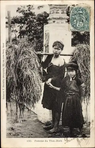 Ak Thai Binh Vietnam, Femme, jeune fille, Portrait