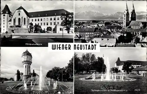 Ak Wiener Neustadt in Niederösterreich, Militärkaserne, Panorama gegen Schneeberg, Wasserturm