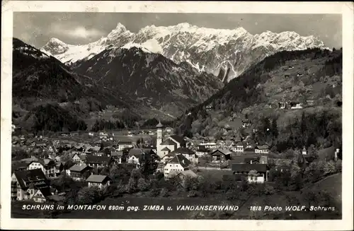 Ak Schruns in Vorarlberg, Montafon, gegen Zimba und Vandanserwand