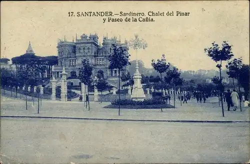 Ak Santander Kantabrien Spanien, Sardinero, Chalet del Pinar y Paseo de la Cania