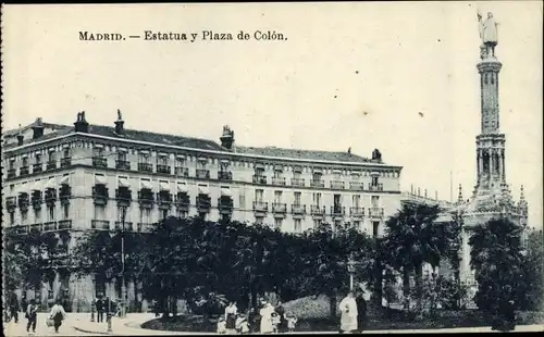Ak Madrid Spanien, Estatua y Plaza de Colon
