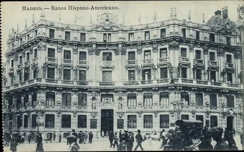 Ak Madrid Spanien, banco Hispano-Americano