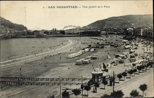 Ak Donostia San Sebastian Baskenland, Vista general de la playa