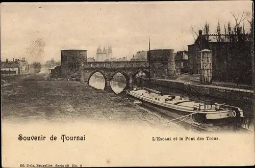 Ak Tournai Wallonien Hennegau, L'Escaut et le Pont des Tours