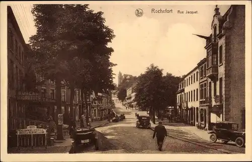 Ak Rochefort Wallonien Namur, Rue Jacquet, Straßenpartie, Bureau des Grottes