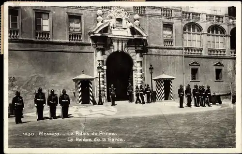 Ak Monaco, Le Palais du Prince, Le Relève de la Gare, Wachablösung