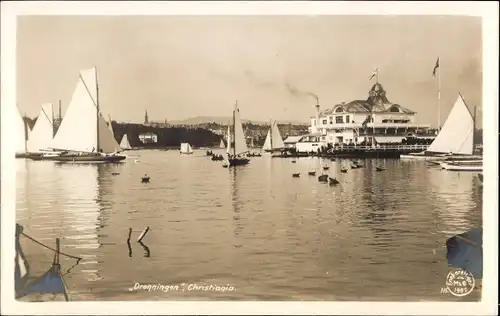 Ak Christiania Oslo Norwegen, Dronningen, Segelboote