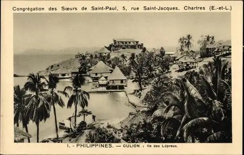 Ak Culion Philippinen, Ile des Lepreux, Insel, Leprakolonie, Soeurs de Saint Paul, Missionsstation