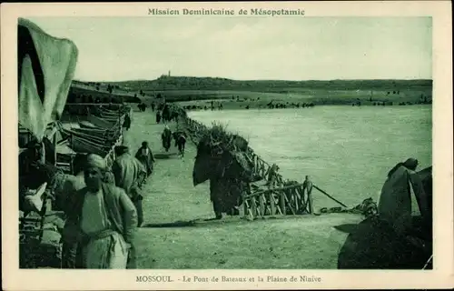 Ak Mossul Irak, Mission Dominicaine de Mesopotamie, Le Pont de Bateaux et la Plaine de Ninive