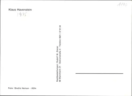 Ak Schauspieler Klaus Havenstein, Autogramm