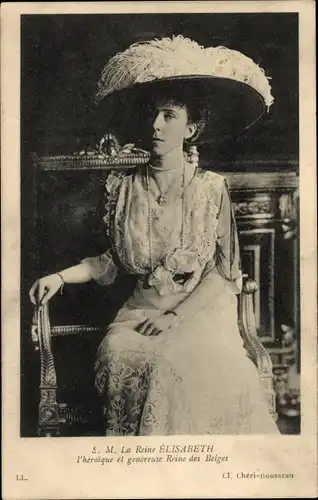 Ak La Reine Elisabeth, l'heroique et genereuse Reine des Belges